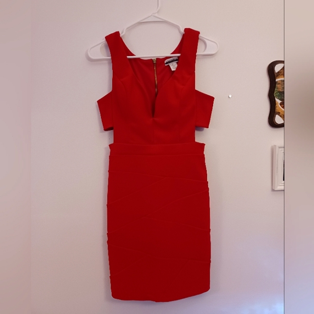 90s Red Bodycon Cutout Dress